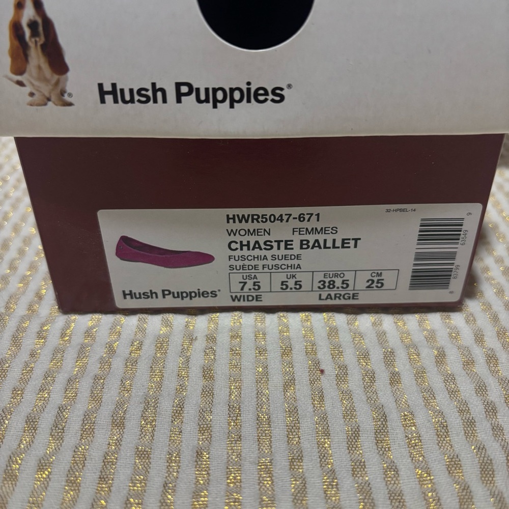 Hush Puppies Chaste Ballet Flat Fuchsia Suede Size 7.5 Wide - Picture 2 of 7
